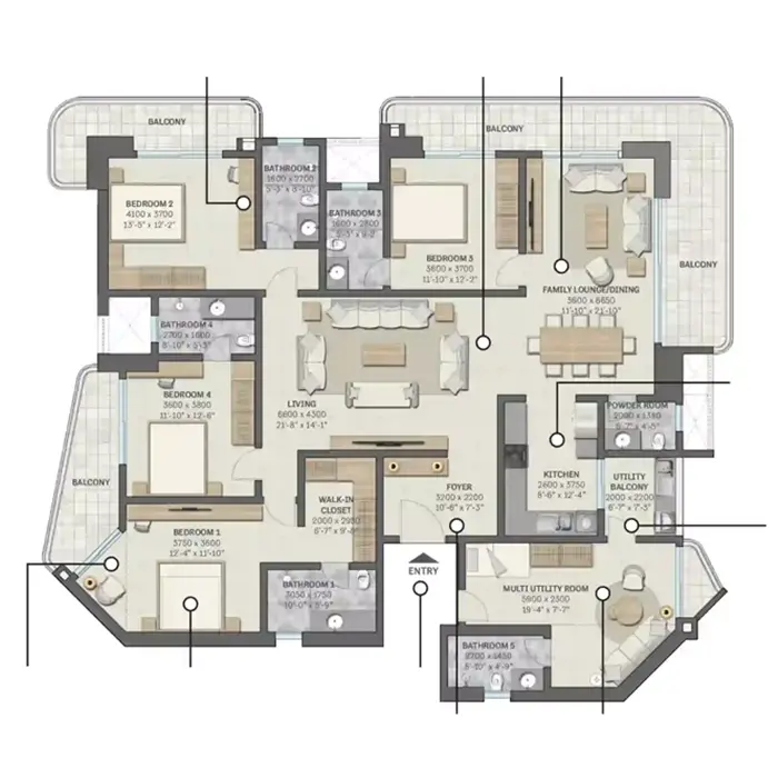 Sobha Crescent Floor Plan 4Bhk